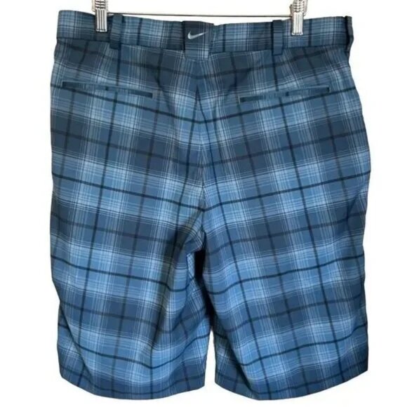 Nike Golf Shorts Mens 34 Blue Athletic Dri-Fit Plaid Flat Front MSRP $69 - Picture 4 of 12